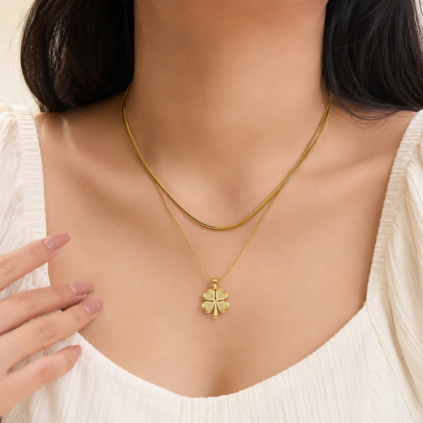 Double Chain Flower Pendant